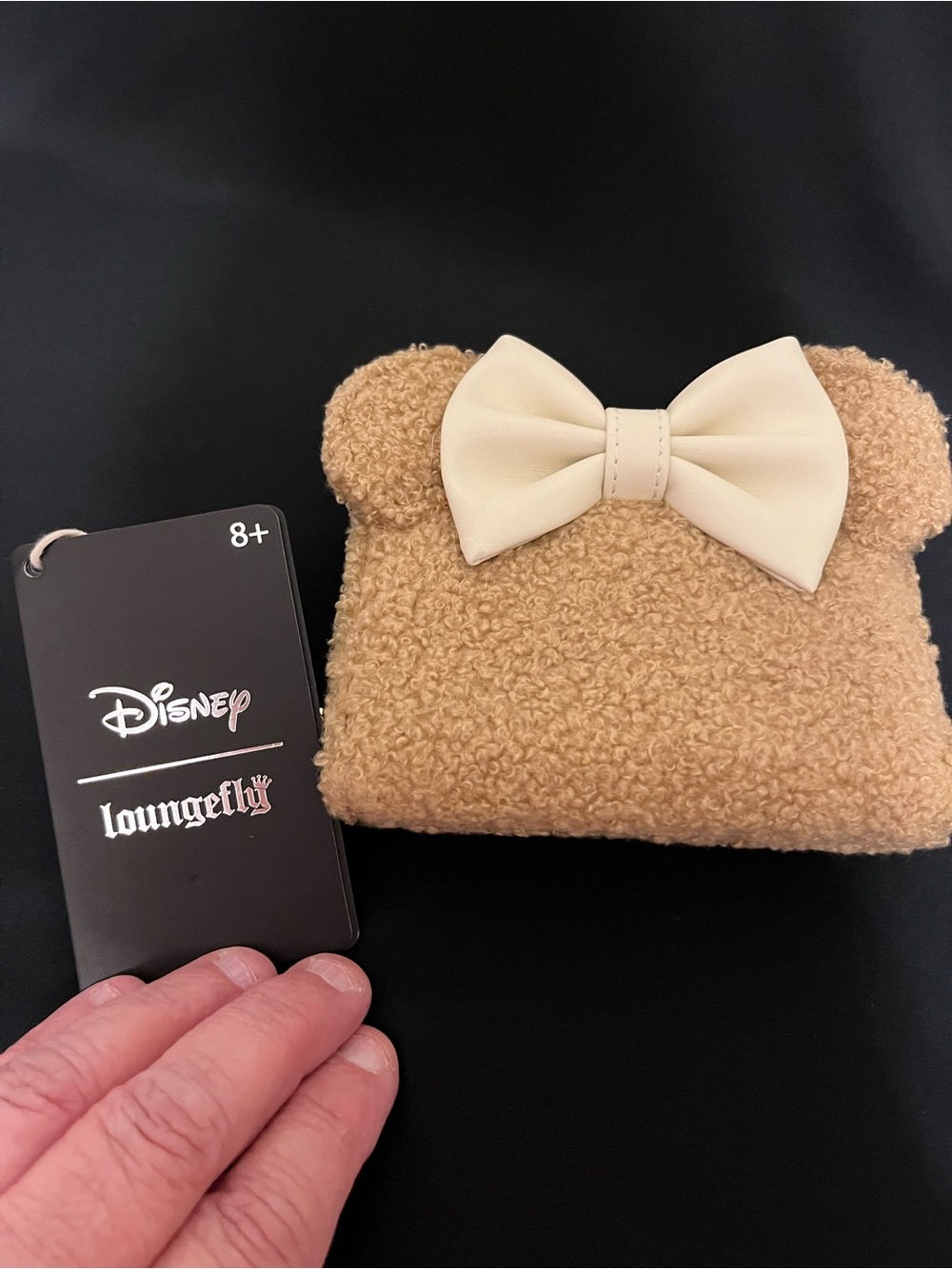 Loungefly Minnie Mouse Sherpa Wallet and Coin Purse with Cream Bow